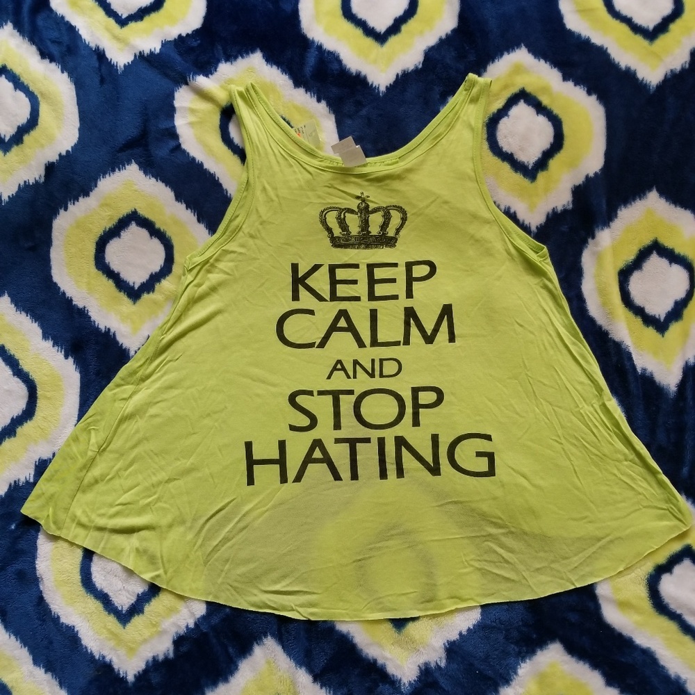 Neon Green 'Keep Calm' Flowy Tank Top